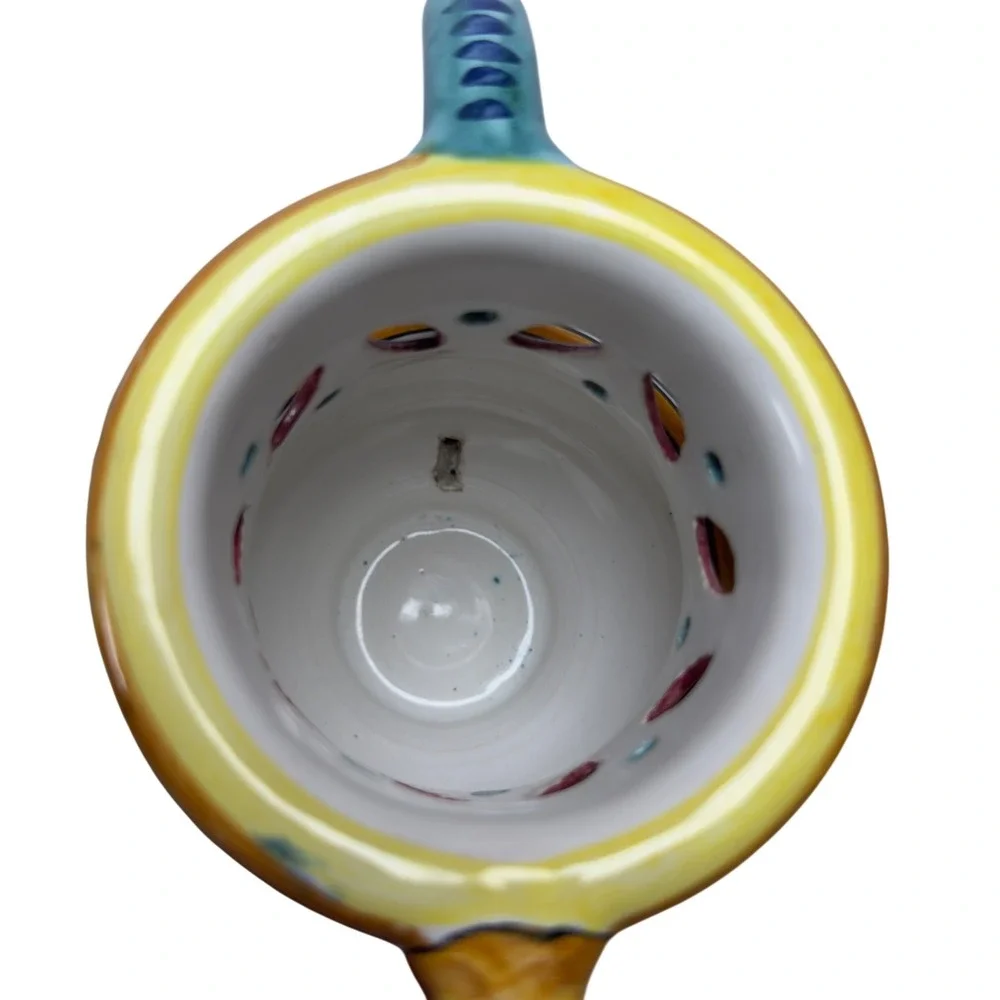 P.V. Italy Majolica Puzzle Jug Drink If You Can Hand Painted Ceramic Pitcher